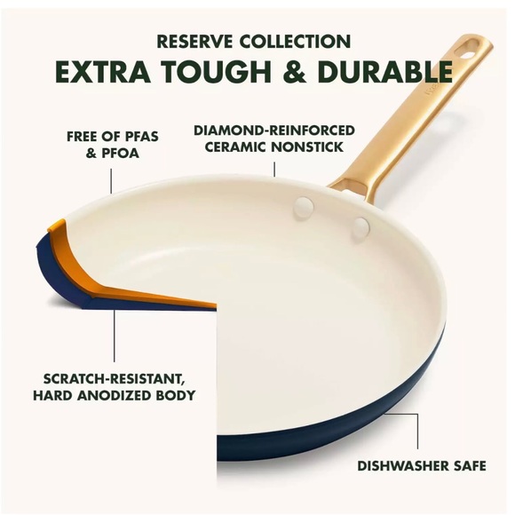 GREEN PAN RESERVE 5 QT 10” STOCK POT DUTCH OVEN w/GLASS LID NAVY NEVER USED - Picture 10 of 13